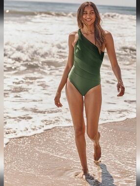 Summersalt Sidestroke One-Piece Swimsuit Small Olive Green Swimwear